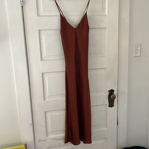 Wilfred Maxi Slip Dress Copper Low Tie Back Aritzia